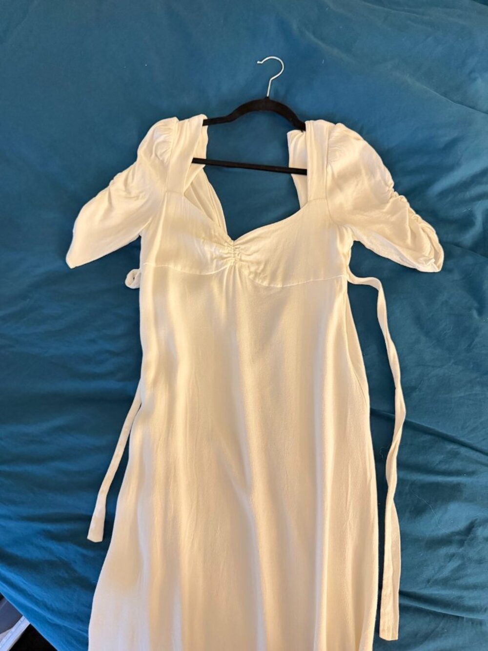 Wilfred Tome Dress White Size 2 Puff Sleeve Sweetheart Midi